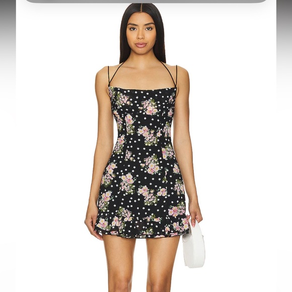 REVOLVE Black Floral Mini Dress - Picture 1 of 3